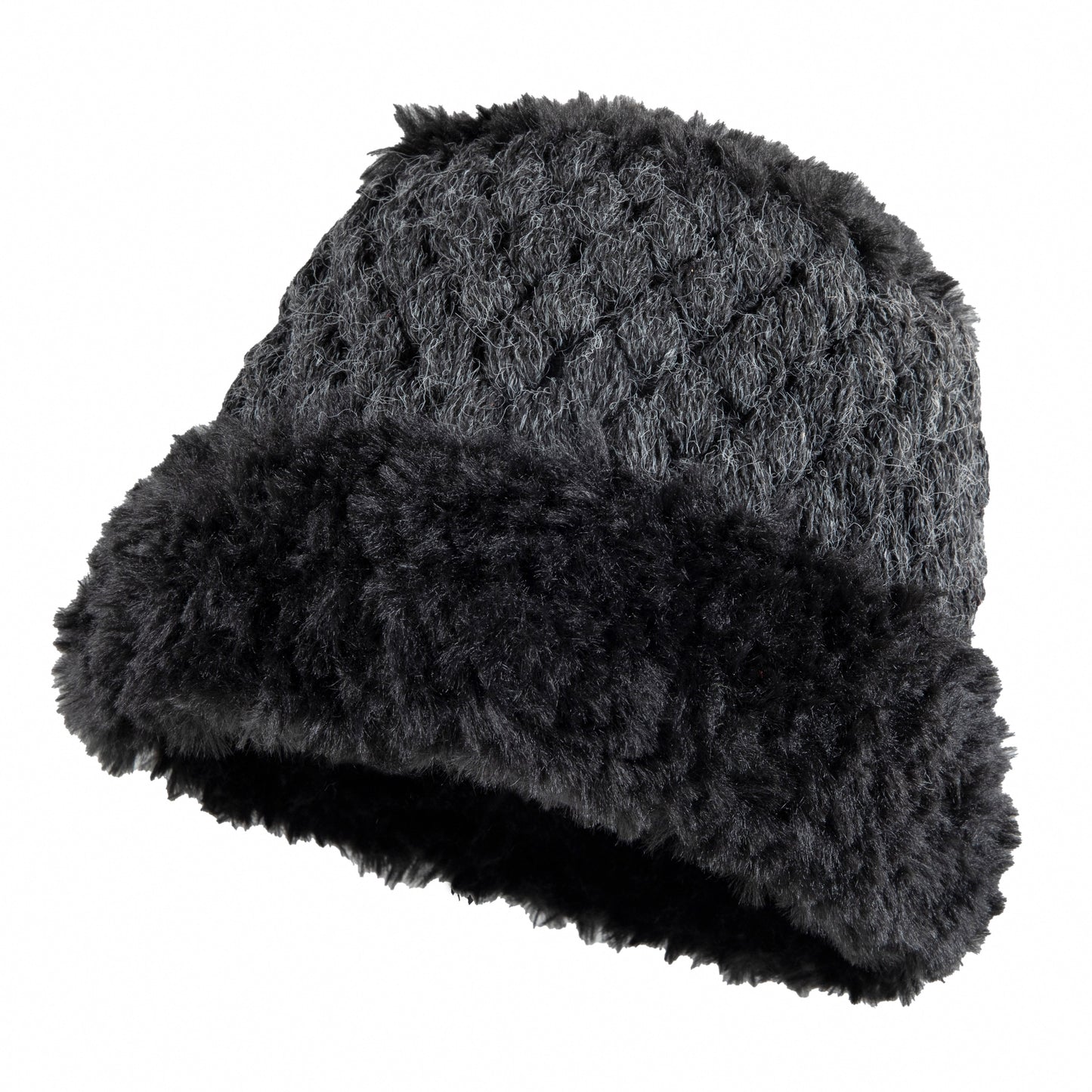 Plush Black Bucket Hat