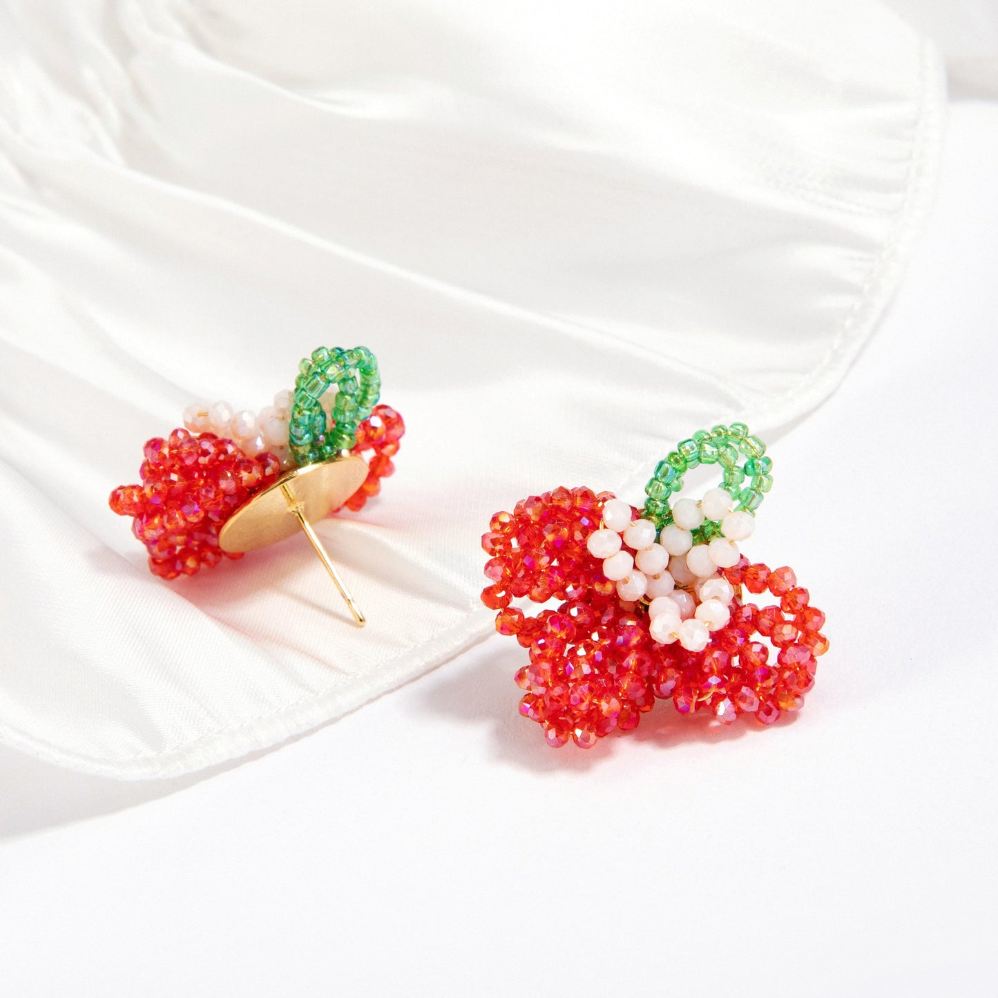 Beaded Flower Stud Earrings