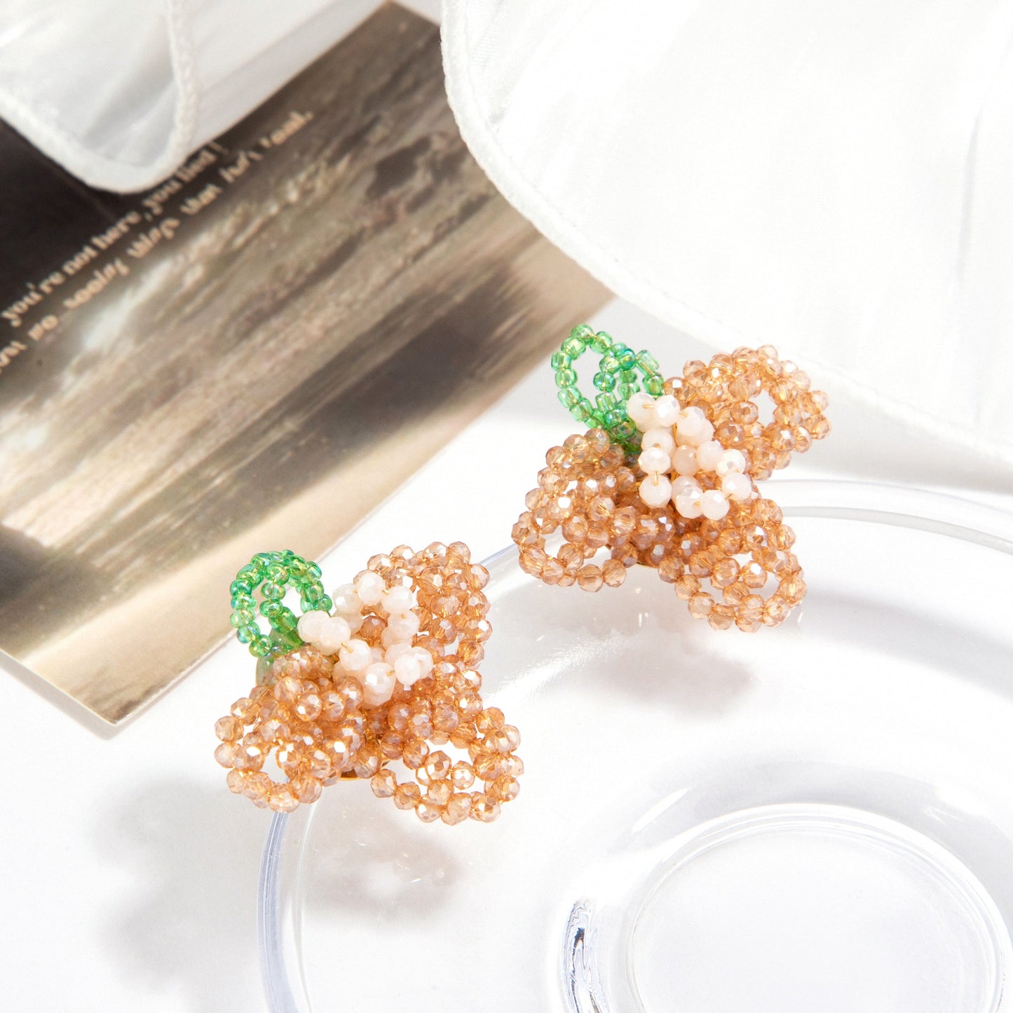 Beaded Flower Stud Earrings