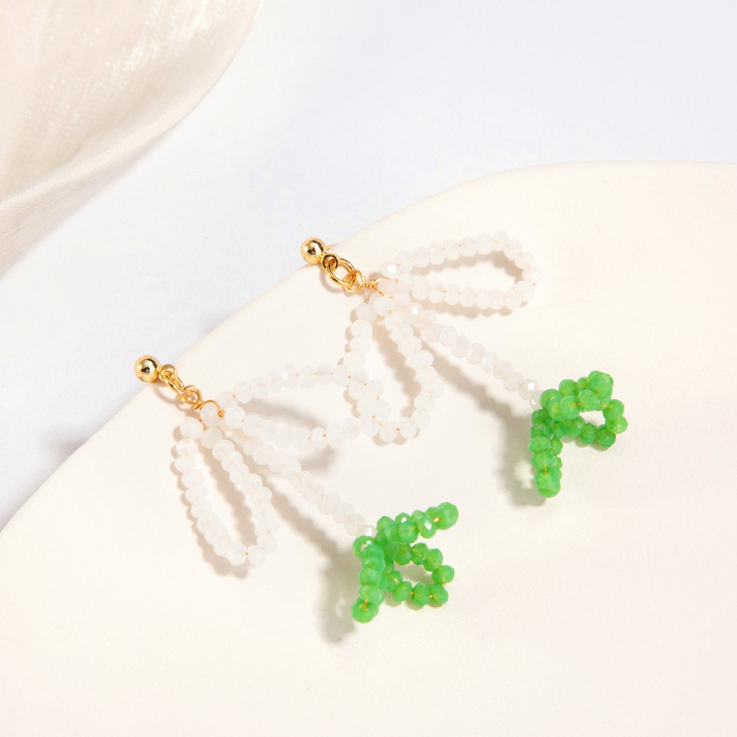 Beaded Flower Drop Earrings