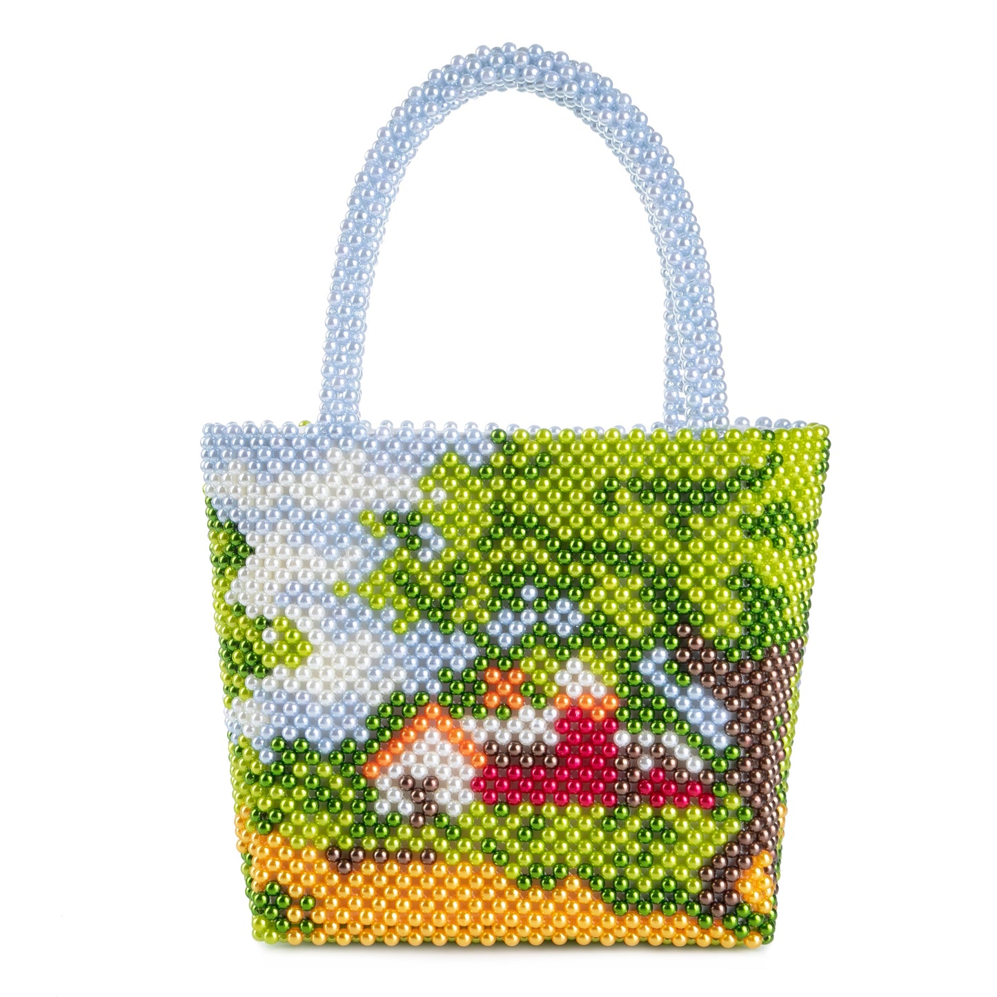 Beaded Countryside House Tote