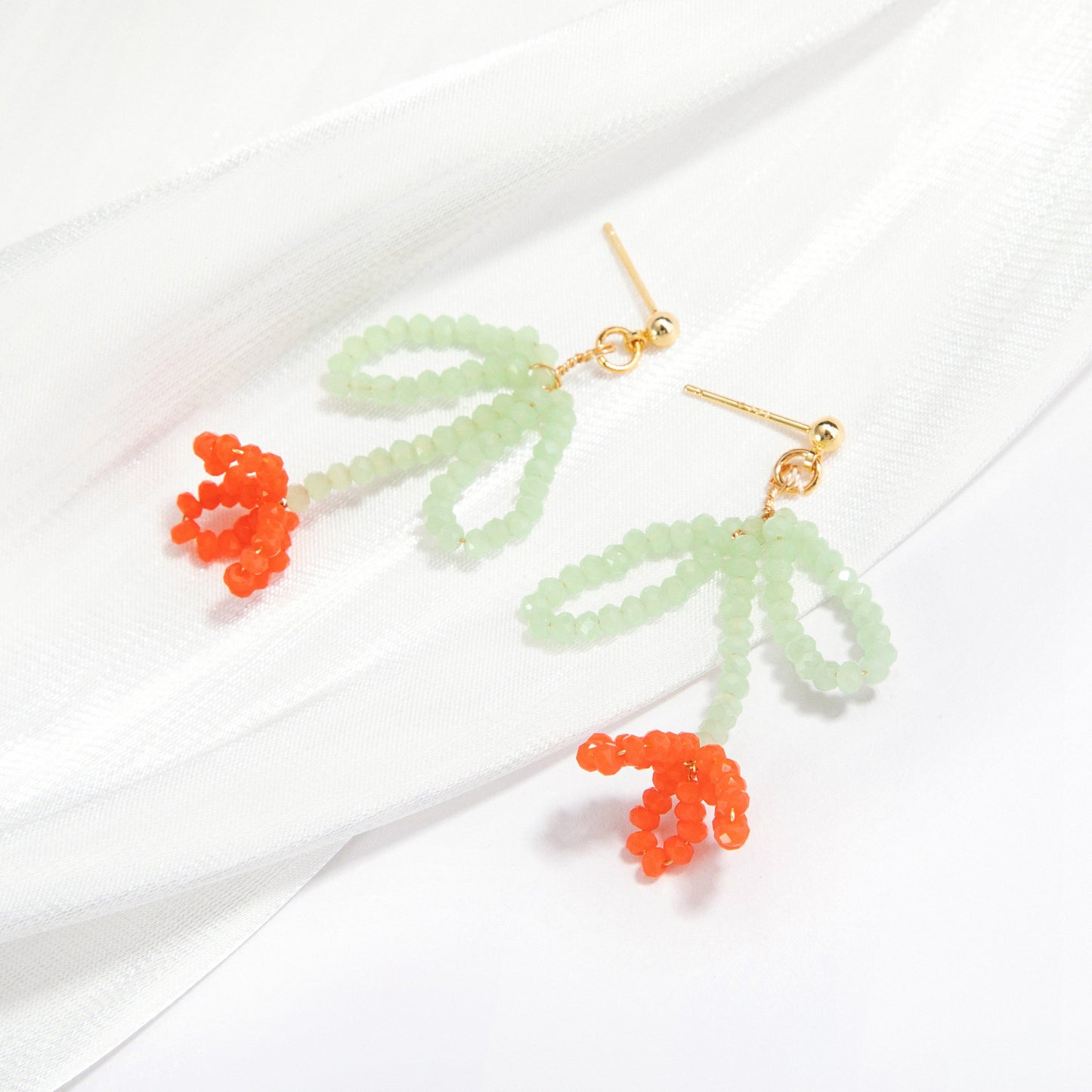 Beaded Flower Drop Earrings