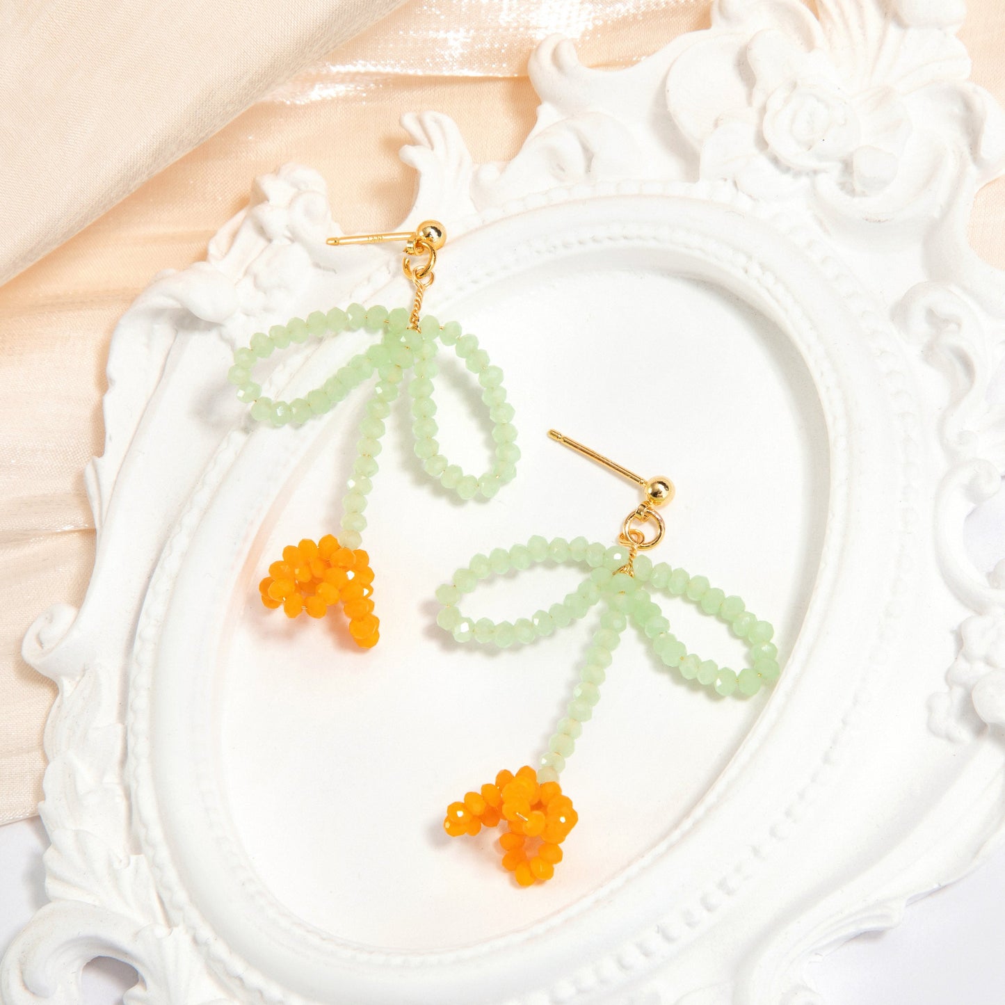 Beaded Flower Drop Earrings