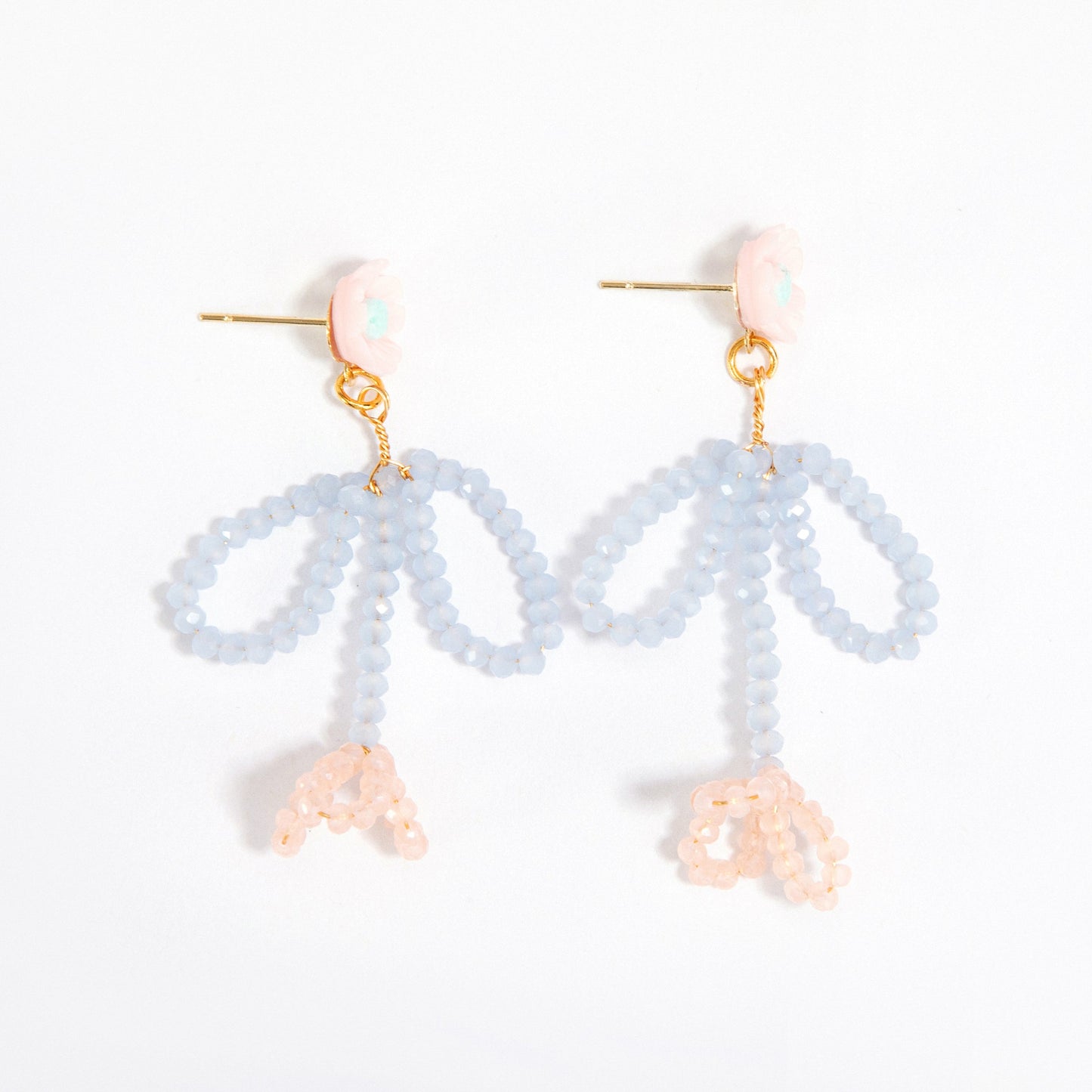 Beaded Flower Drop Earrings