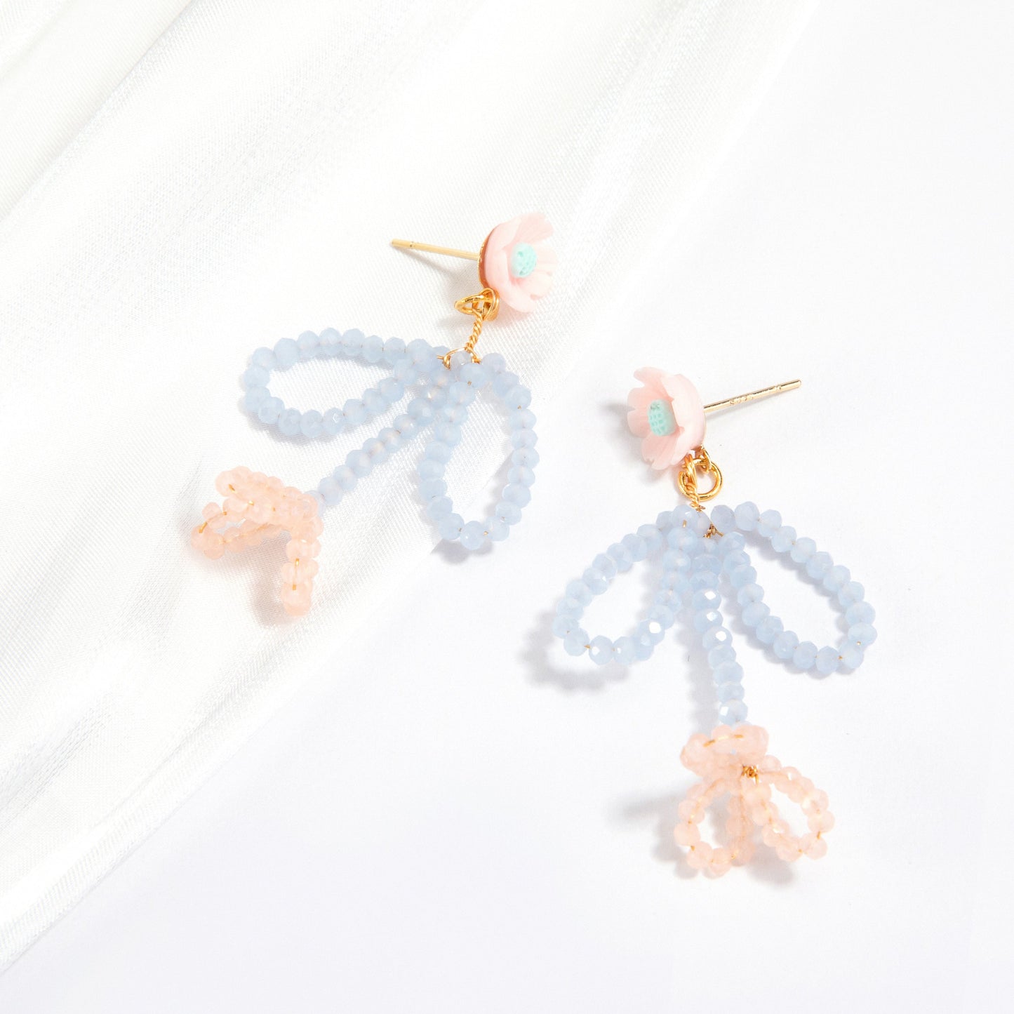 Beaded Flower Drop Earrings