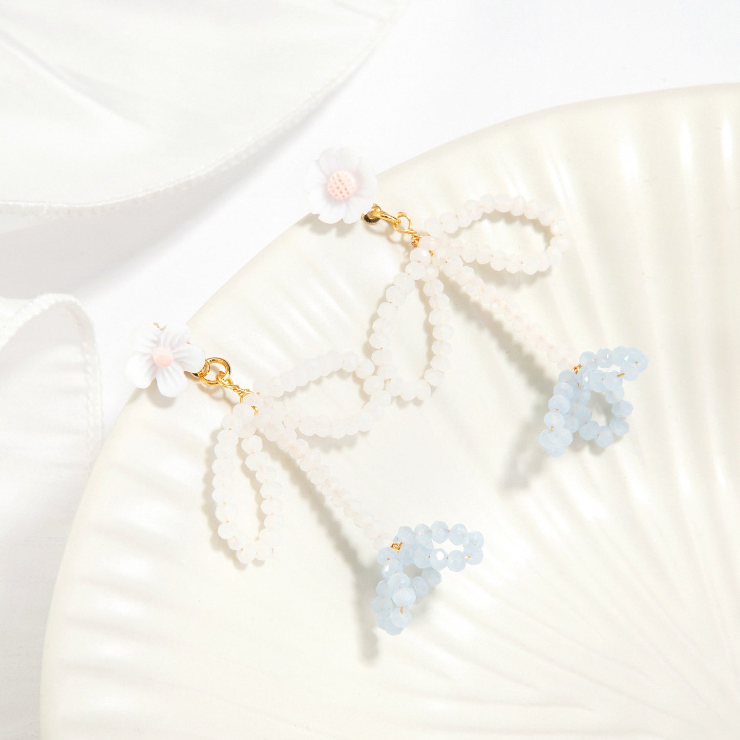 Beaded Flower Drop Earrings