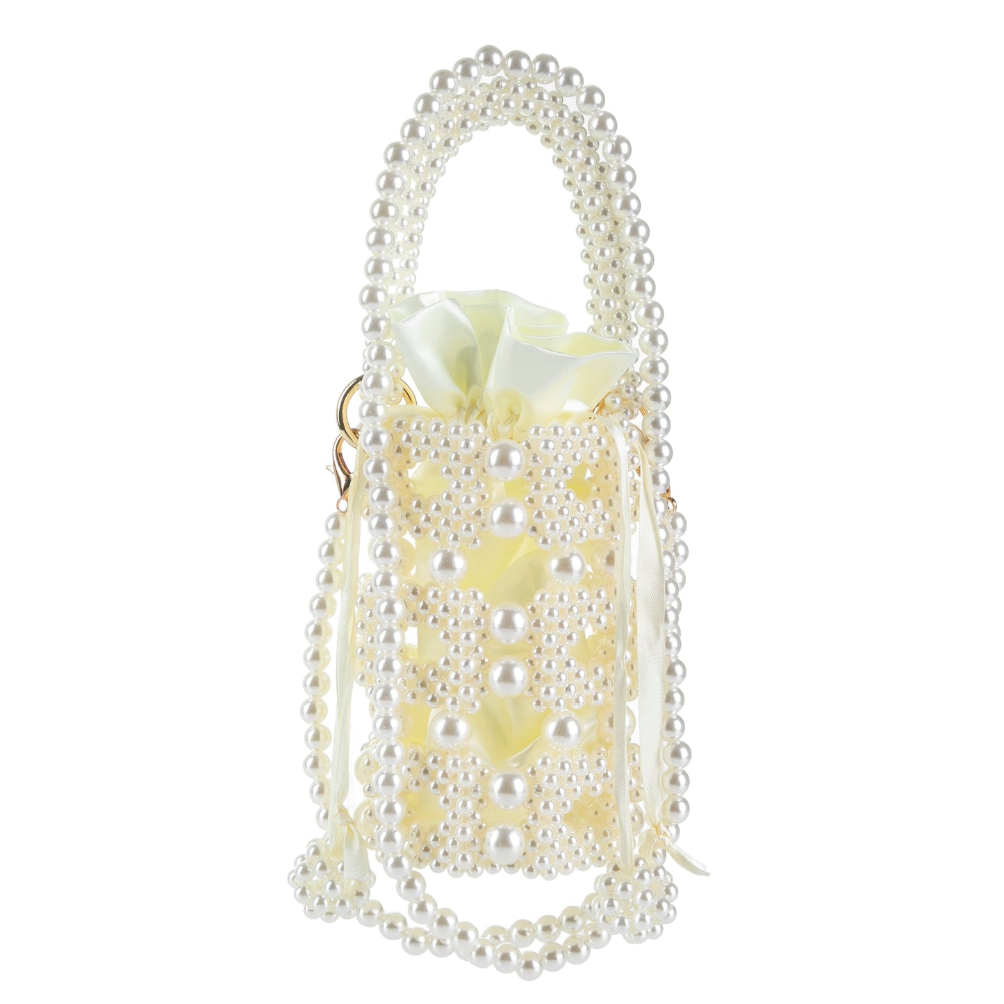 Pearl Square Hollow White Handbag