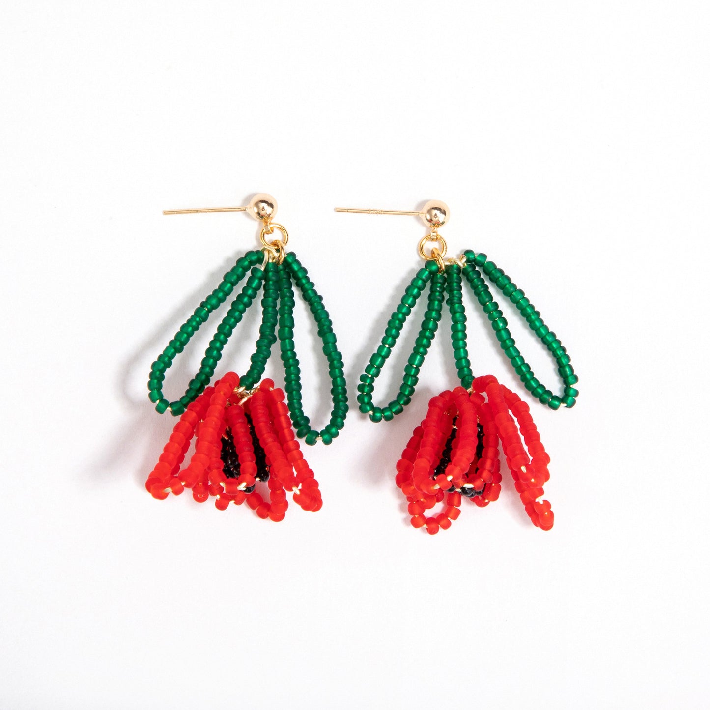 Beaded Flower Drop Earrings