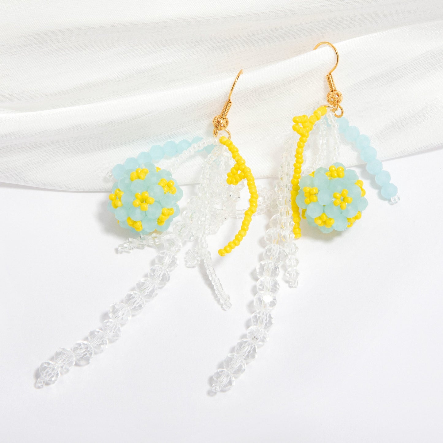 Beaded Flower Drop Earrings