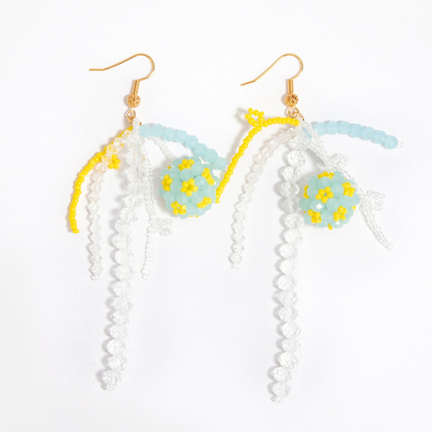 Beaded Flower Drop Earrings