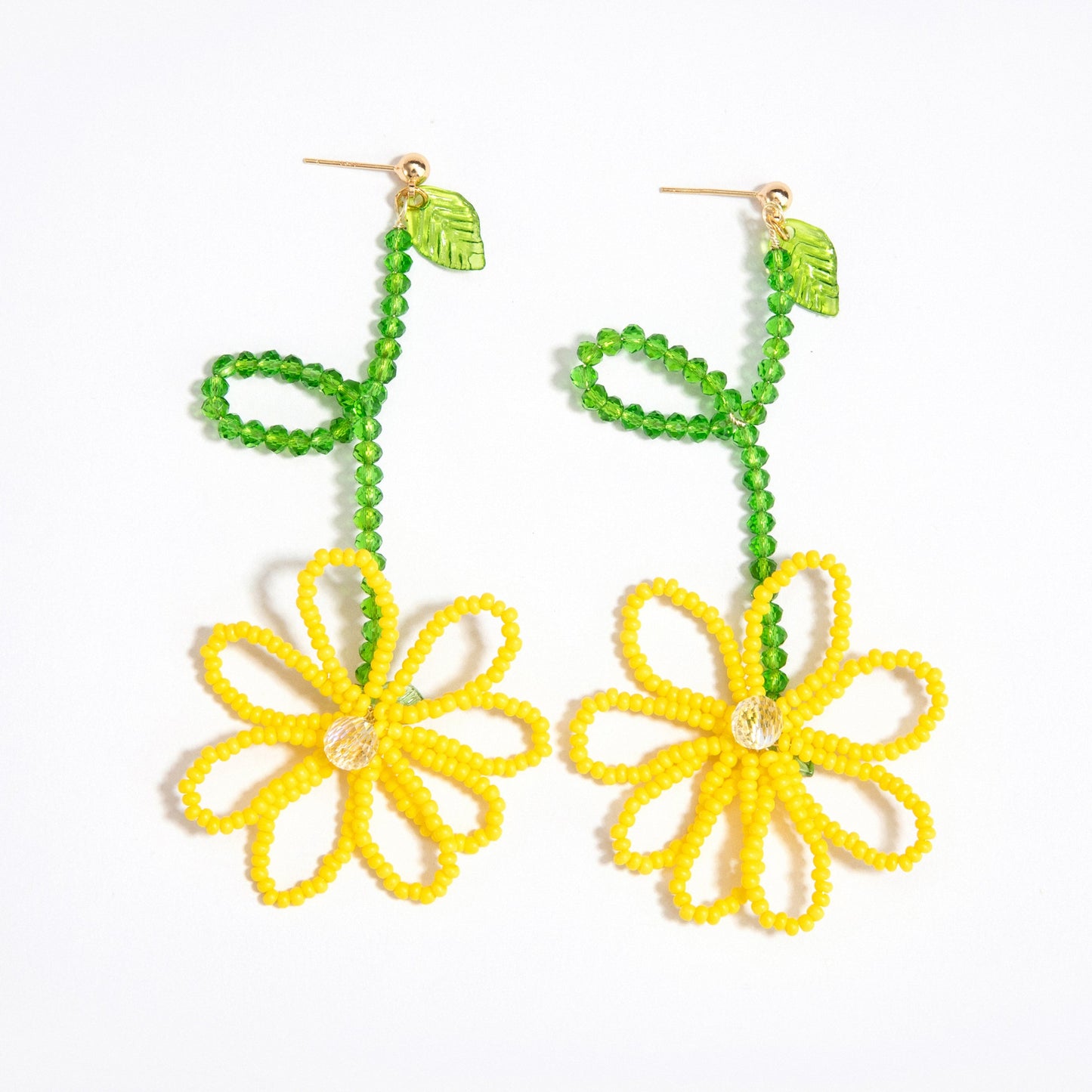 Beaded Flower Drop Earrings