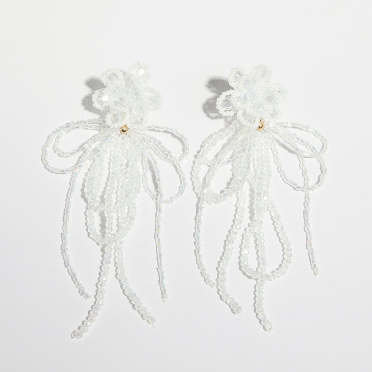 Beaded Flower Drop Earrings