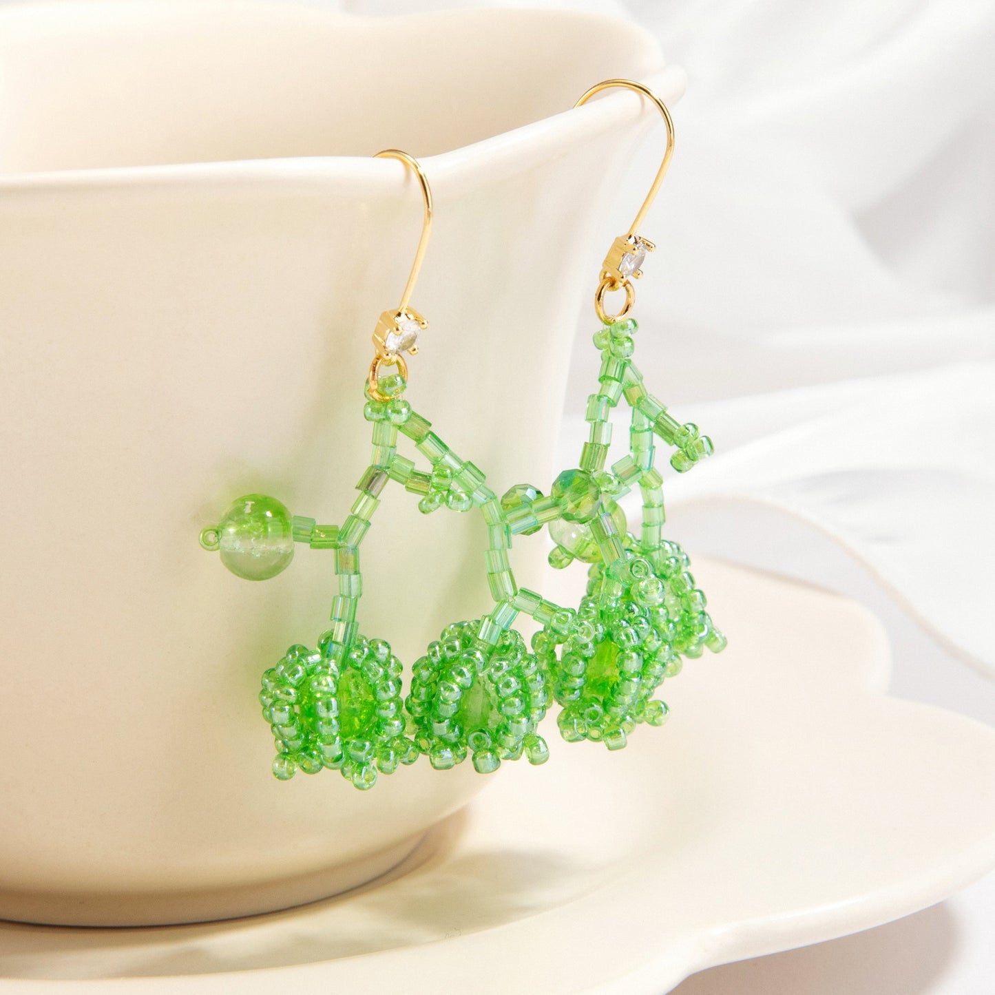 Beaded Flower Drop Earrings