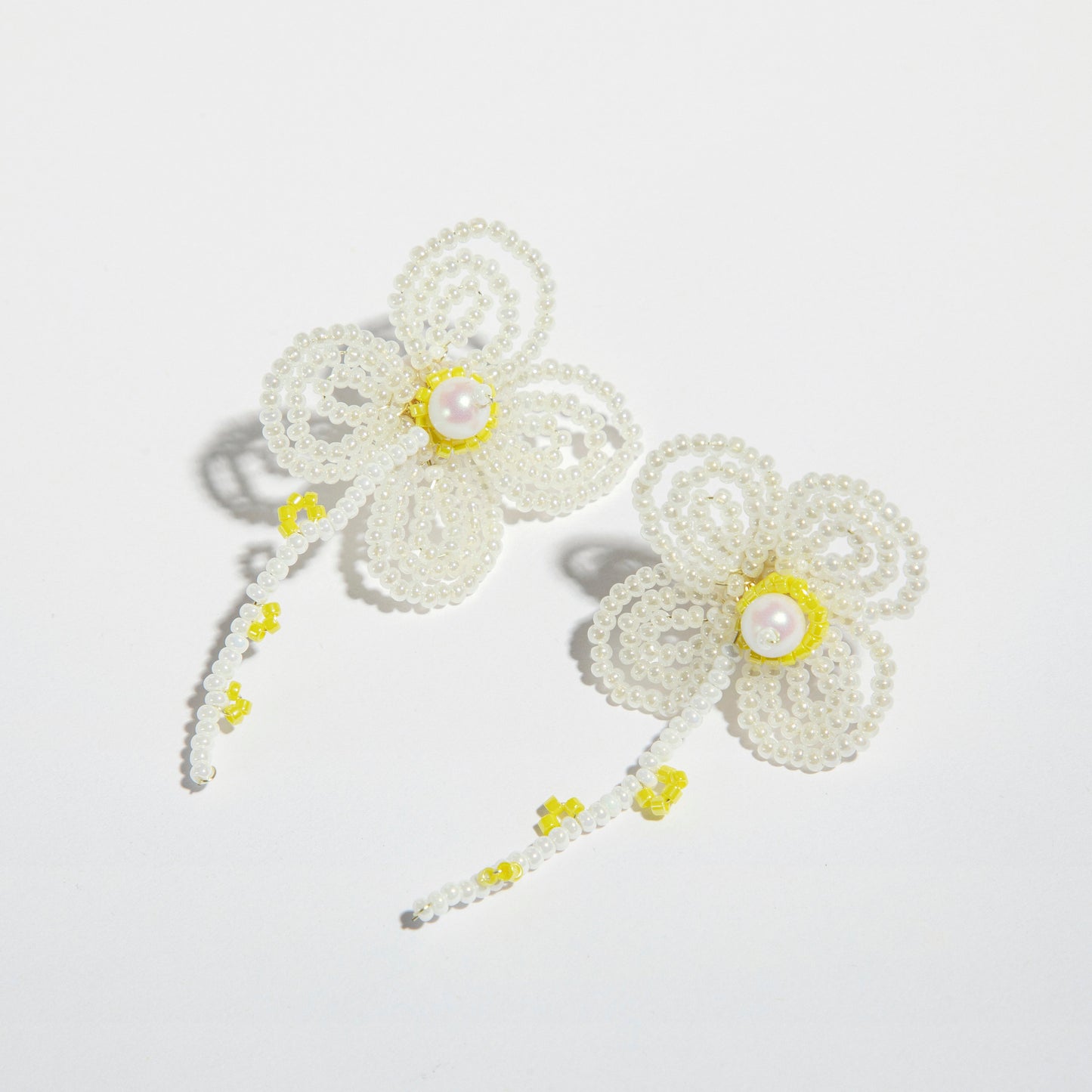 Beaded Flower Drop Earrings