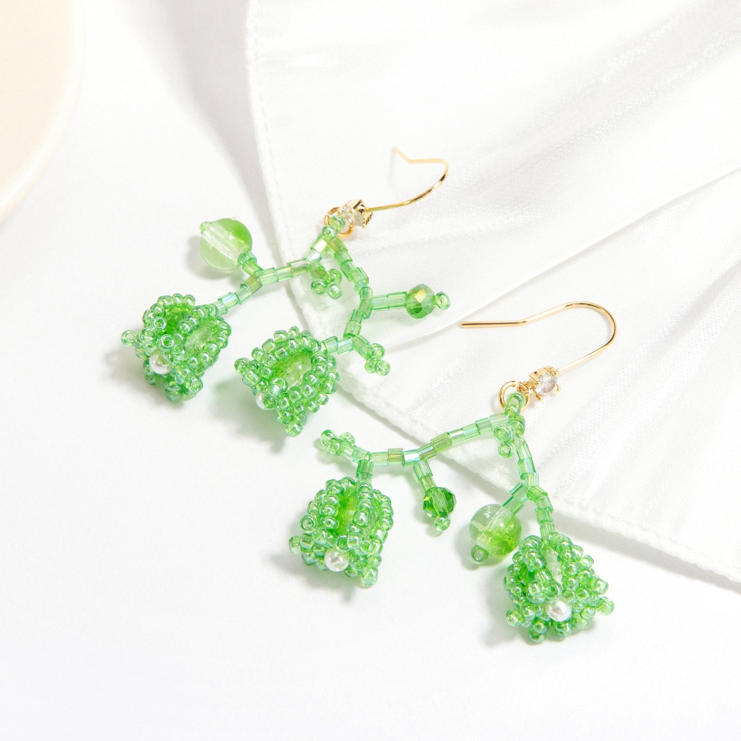 Beaded Flower Drop Earrings