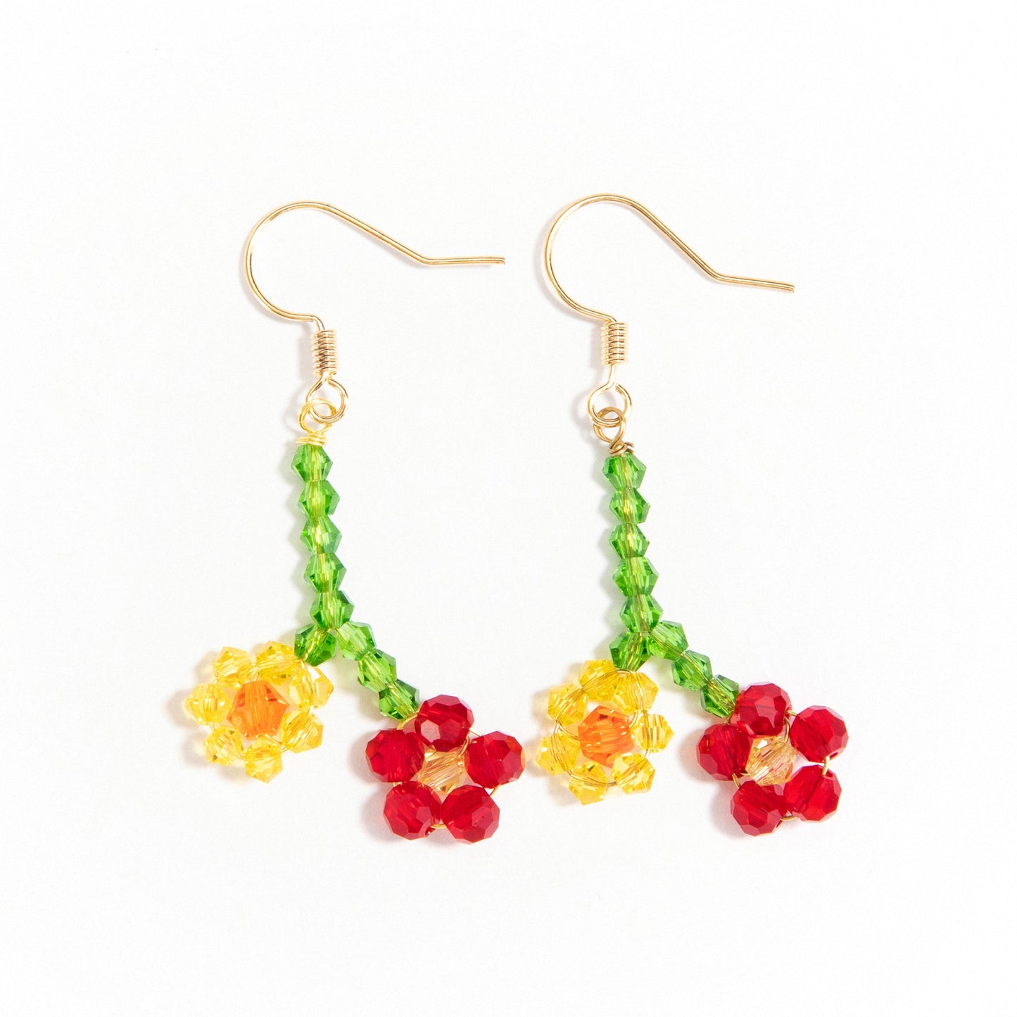 Beaded Flower Drop Earrings