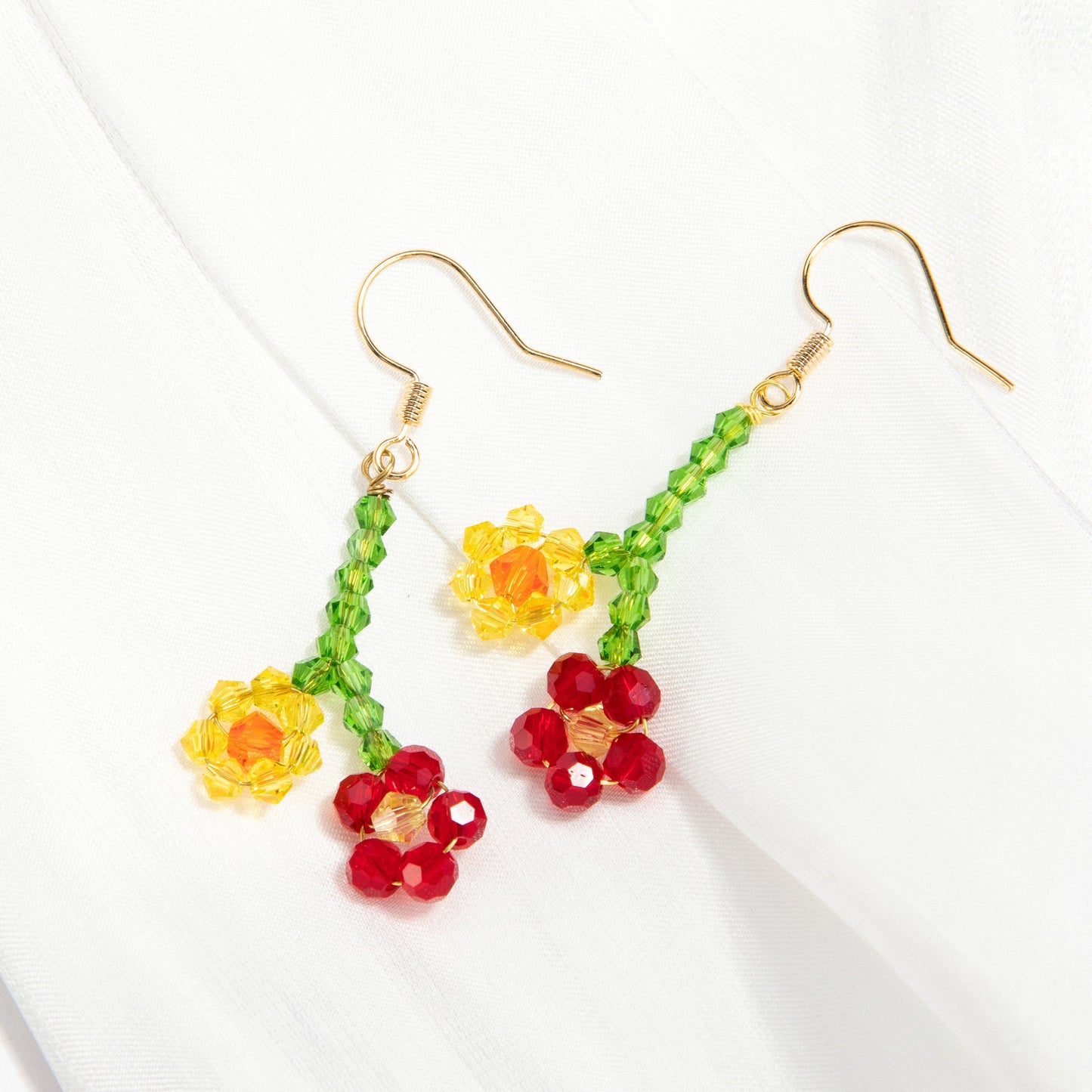 Beaded Flower Drop Earrings