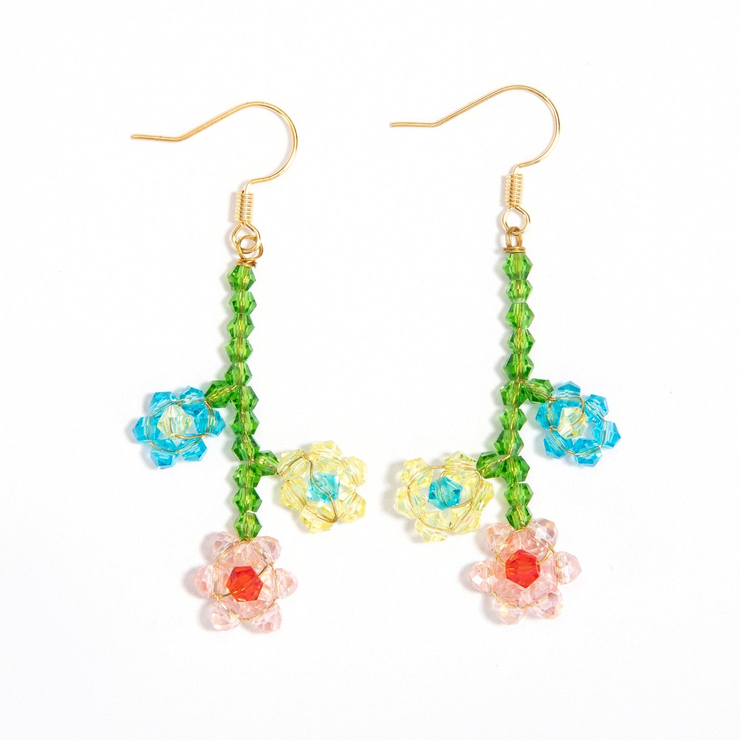 Beaded Flower Drop Earrings