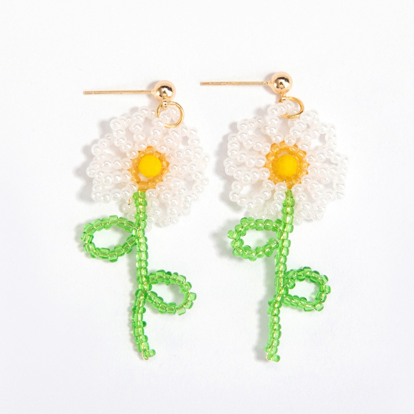 Beaded Flower Drop Earrings