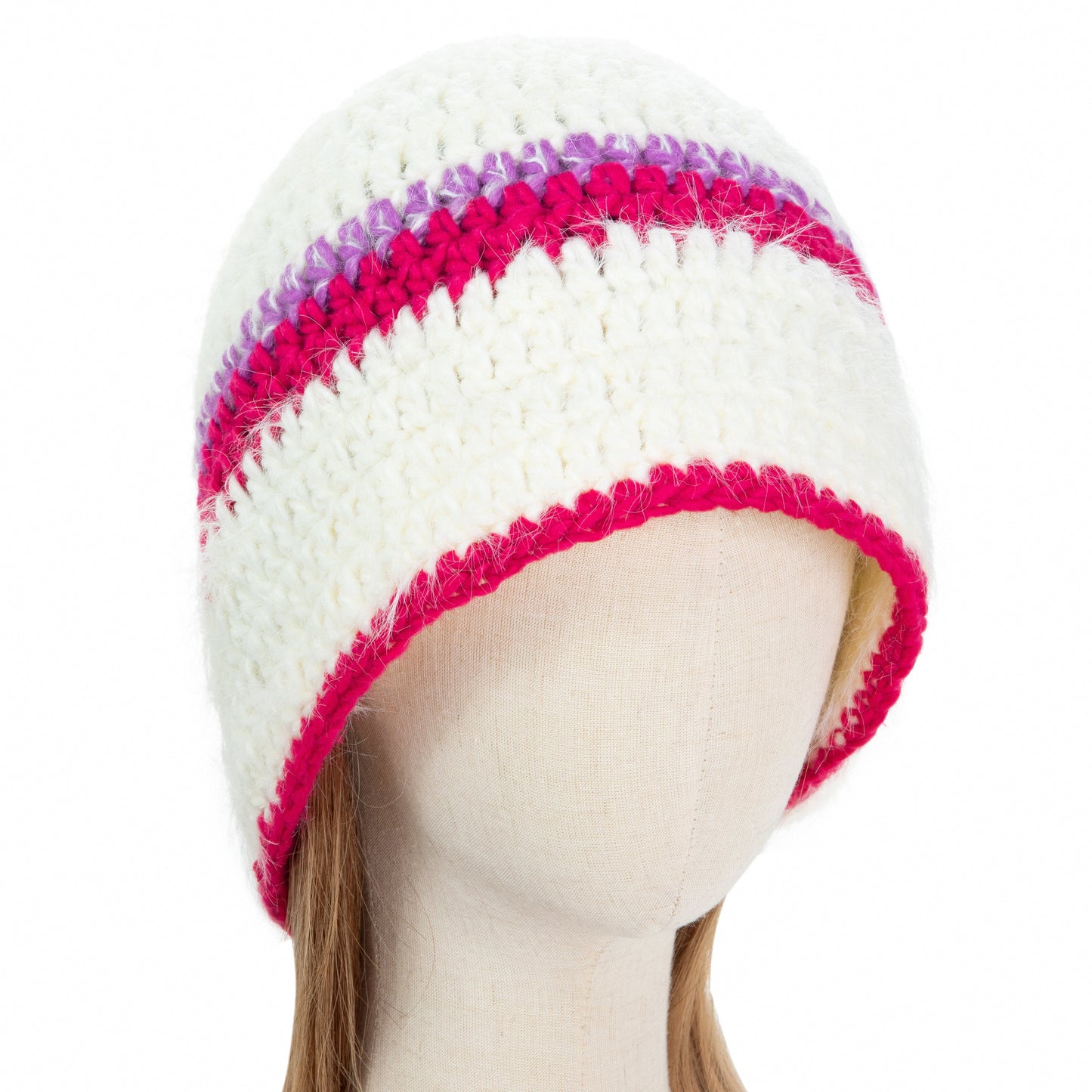 Knitted Wool White Hat