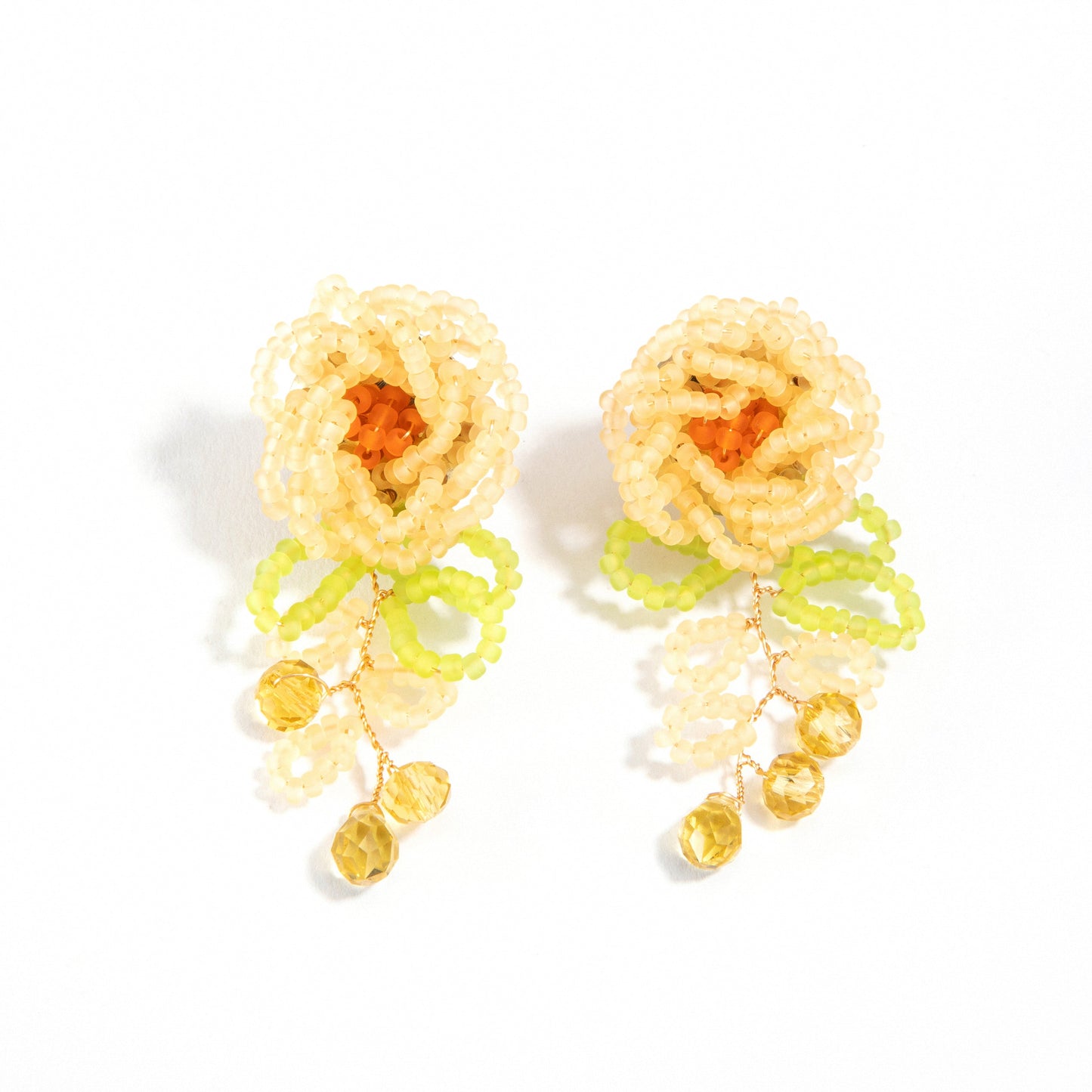 Beaded Flower Drop Earrings