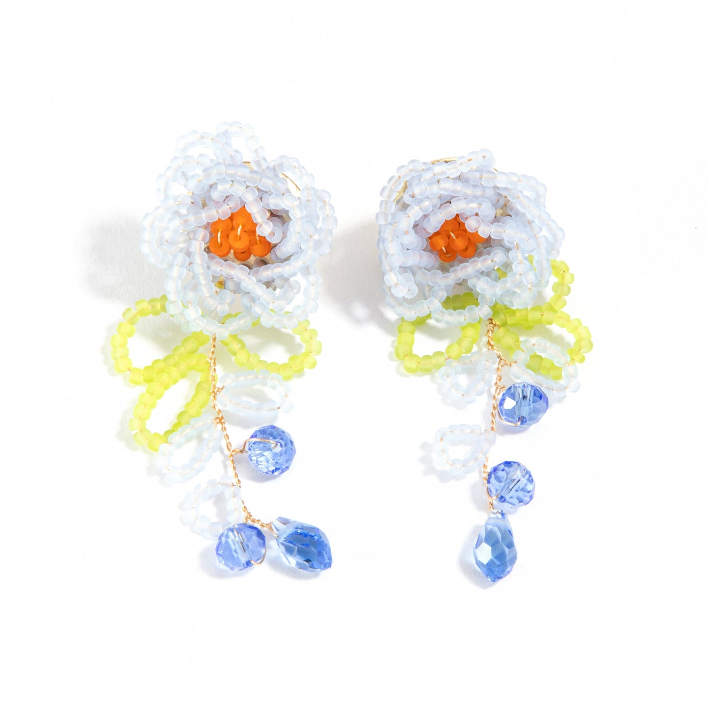 Beaded Flower Drop Earrings