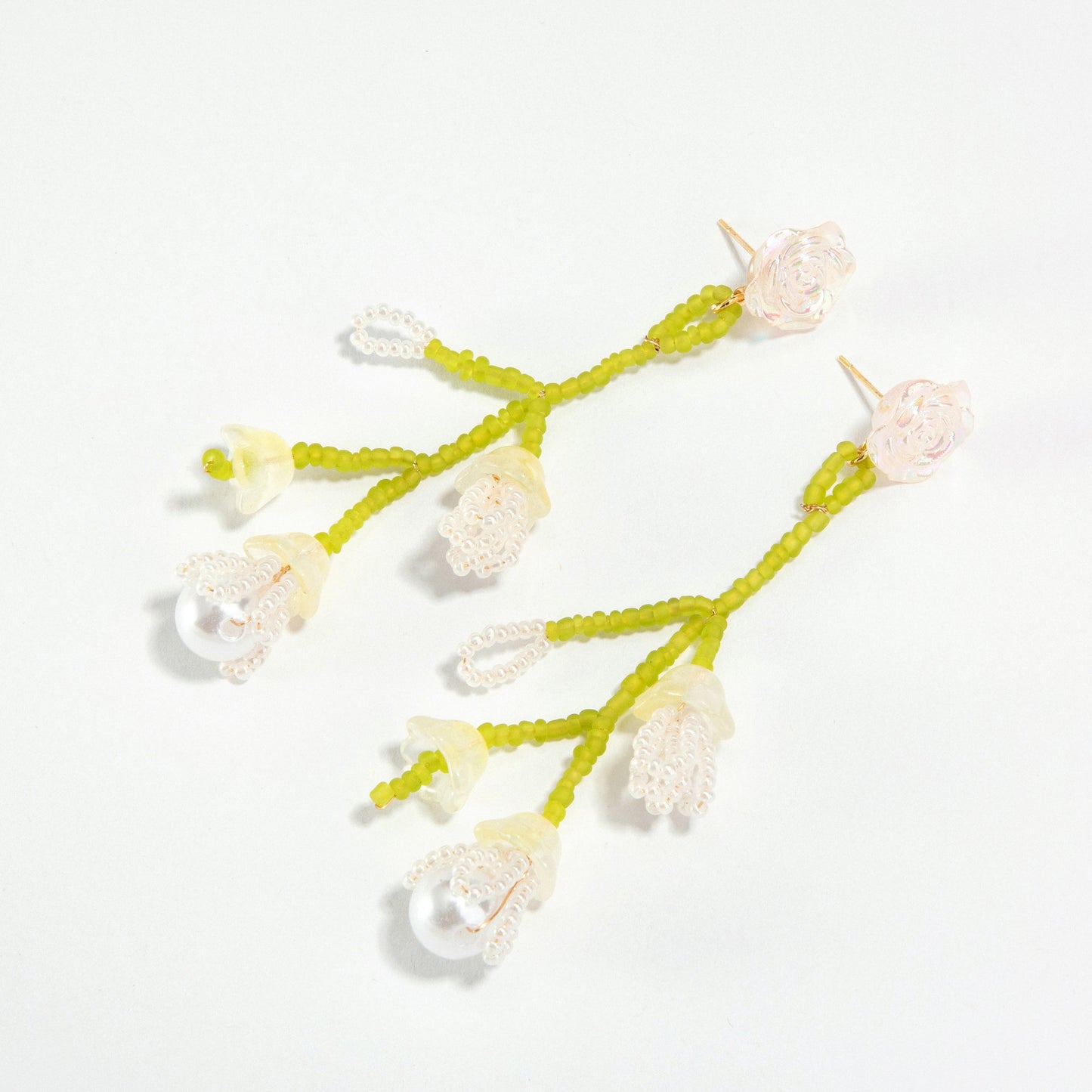 Beaded Flower Drop Earrings