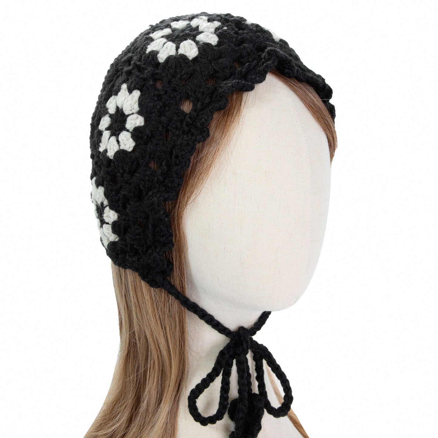 Floral Lace Black Headscarf