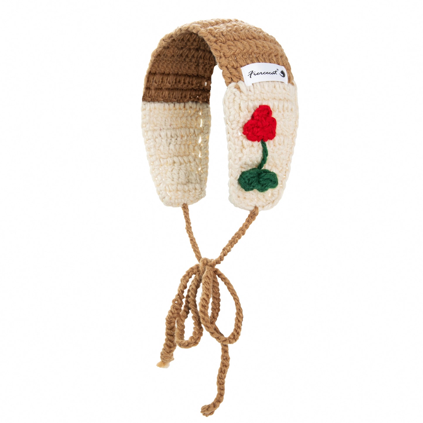 Khaki Floral Earmuffs with Tie