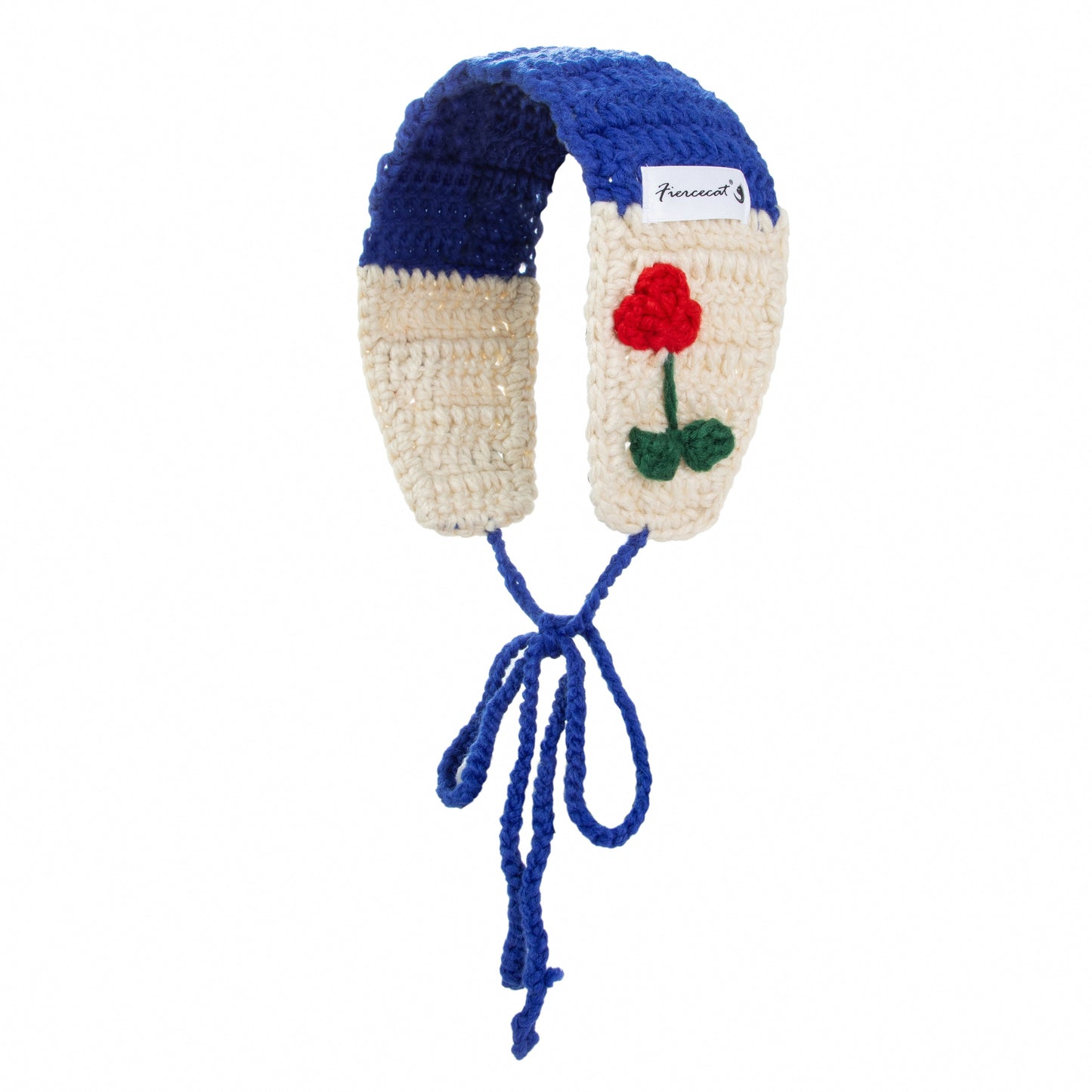 Blue Floral Earmuffs with Tie