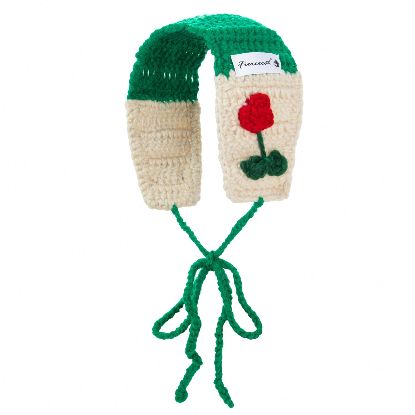 Green Floral Earmuffs with Tie