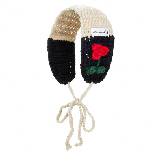 Black Floral Earmuffs with Tie