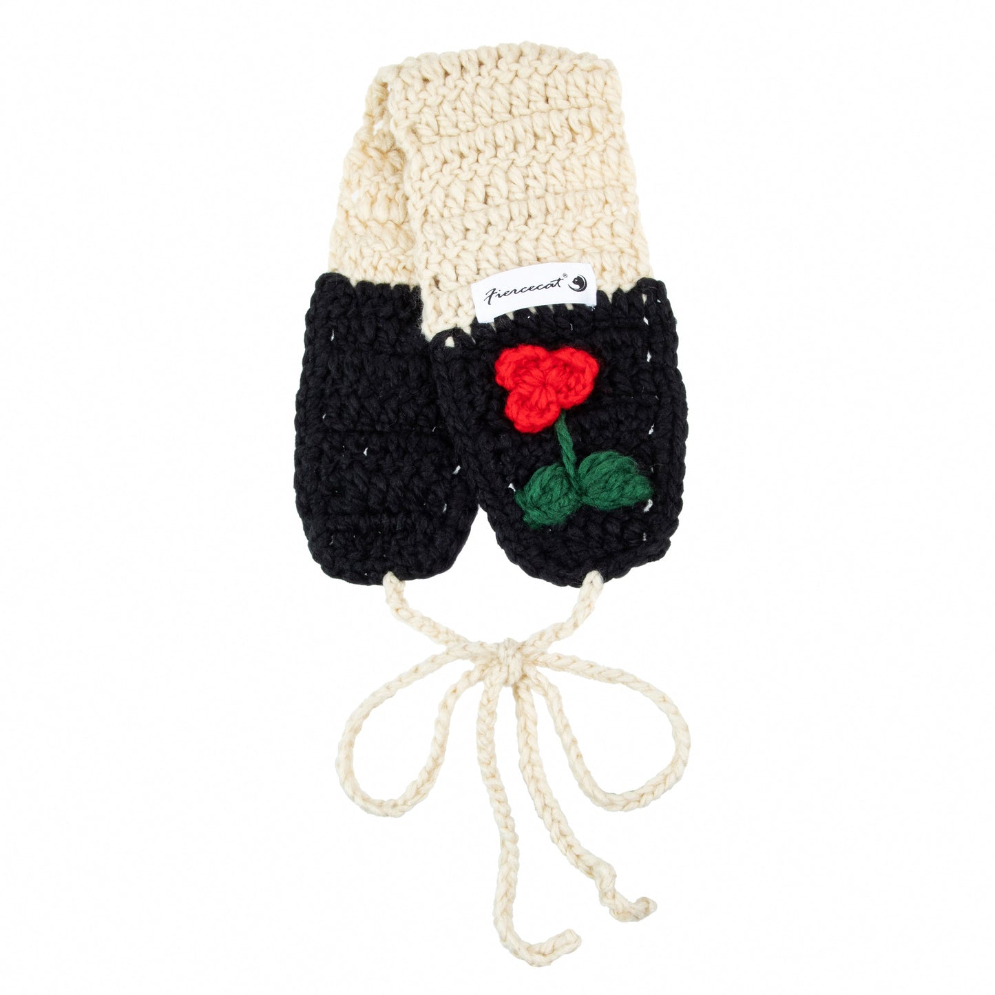 Black Floral Earmuffs with Tie