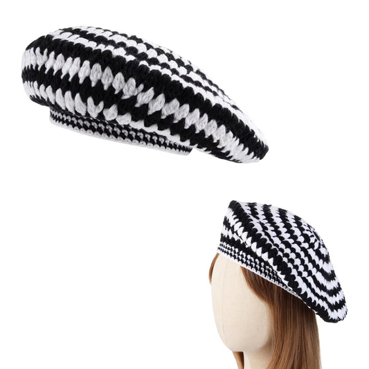 Black Striped Beret