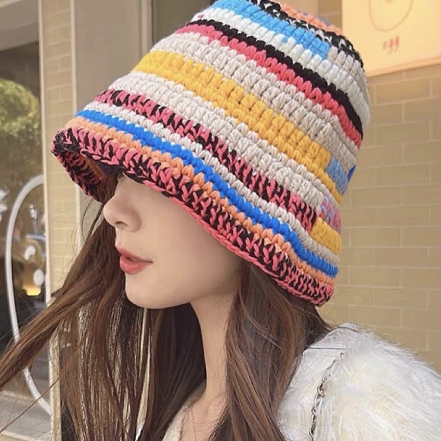 Pink Mosaic Knitted Hat