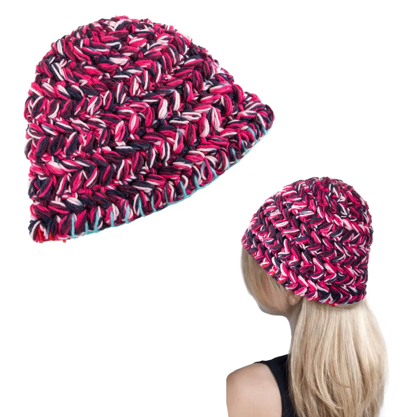 Thick Crochet Hat Pink