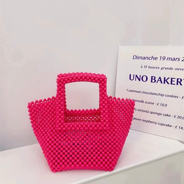 赤いビーズのトート