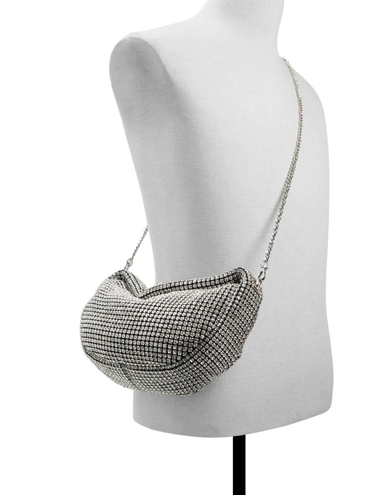 Rhinestone White Underarm Bag