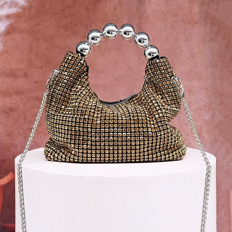 Rhinestone Sparkling Brown Clutch