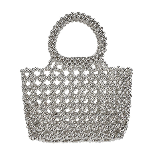 Round Handle Silver Tote