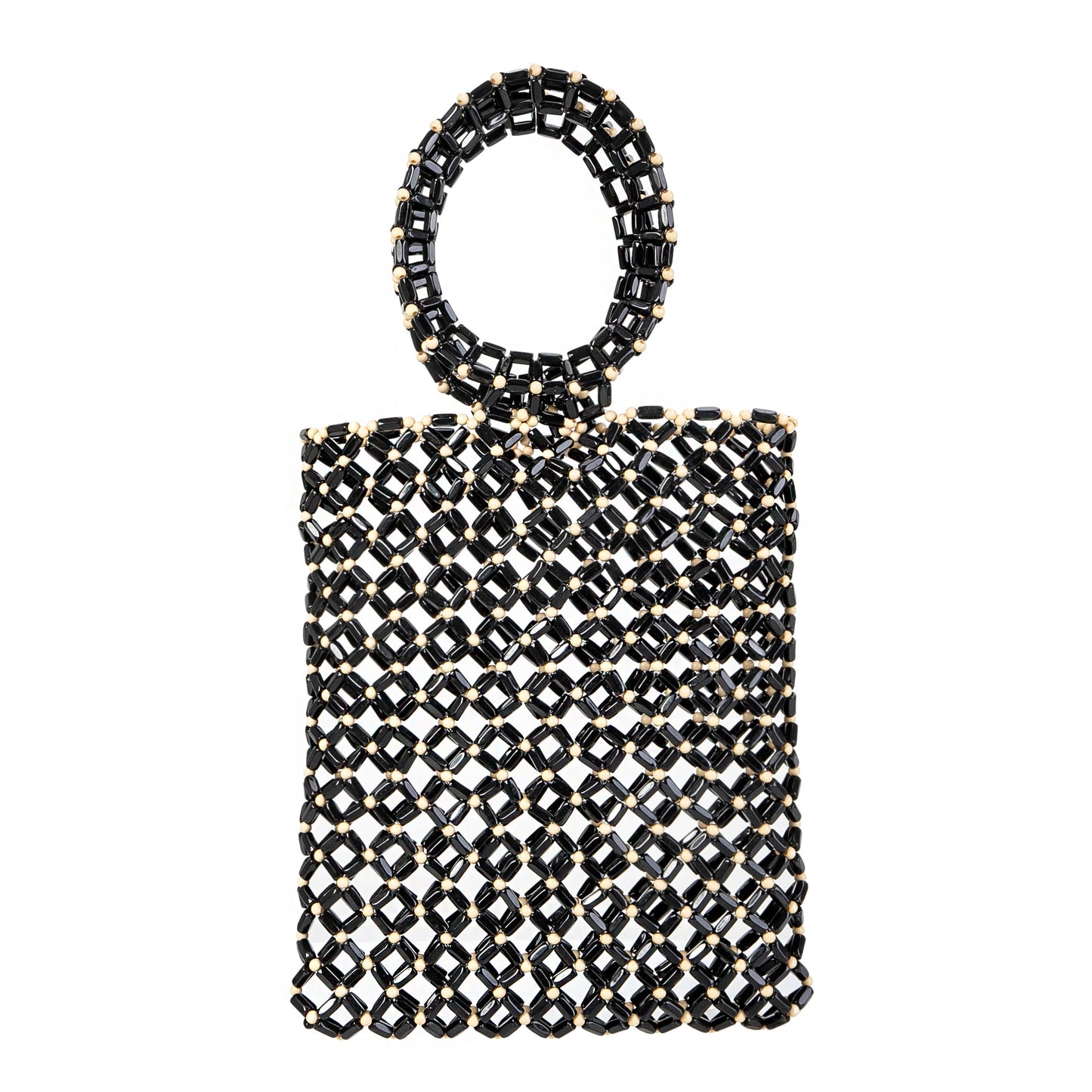 Round Handle Black Hollow Tote