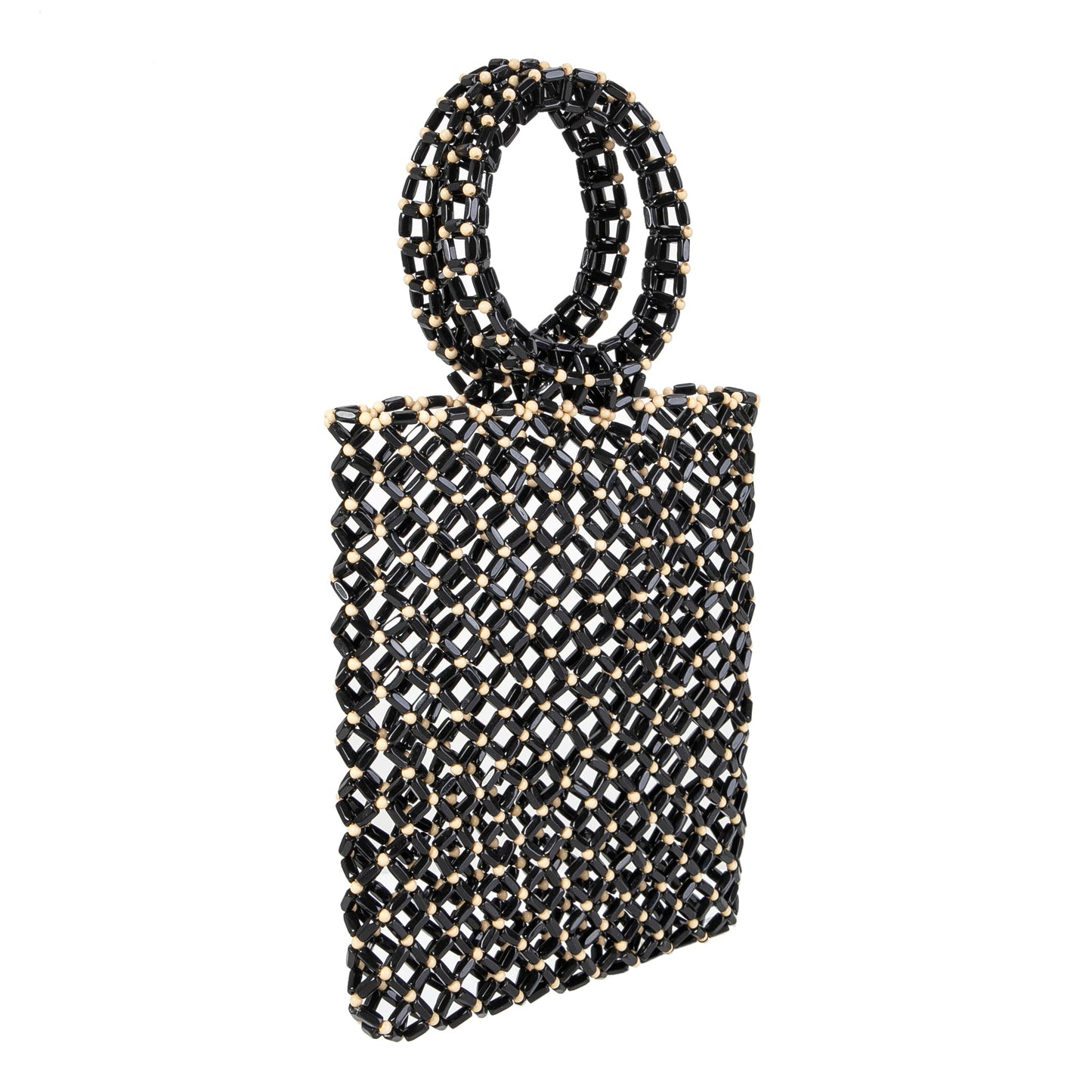 Round Handle Black Hollow Tote