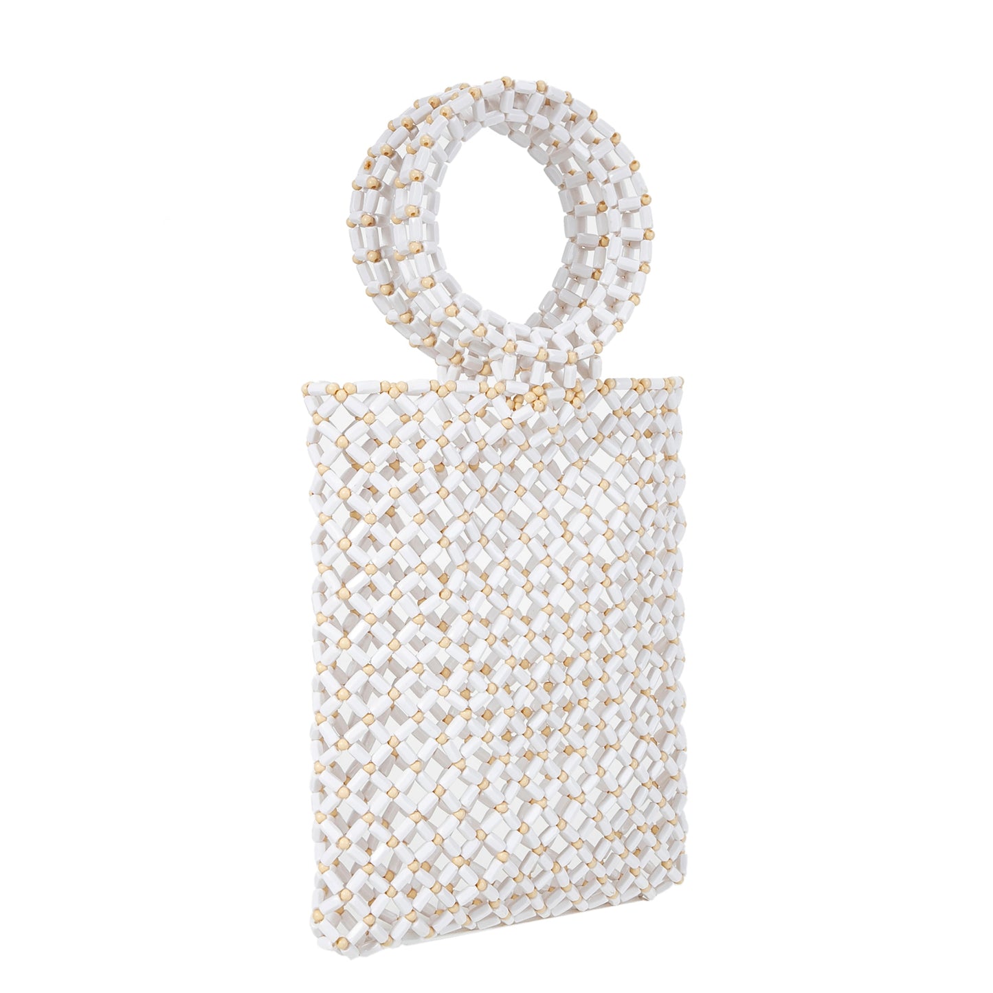 Round Handle White Hollow Tote