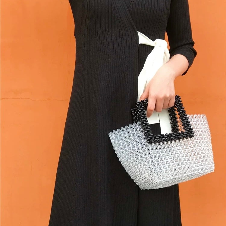 Black&White Beaded Tote
